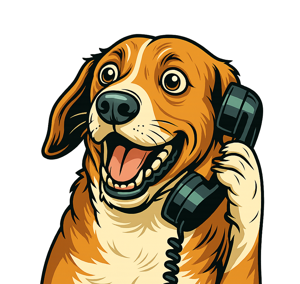 an illustration by theTailed of a dog on a phone