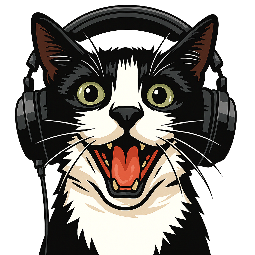 an illustration by theTailed of a cat wearing headphones