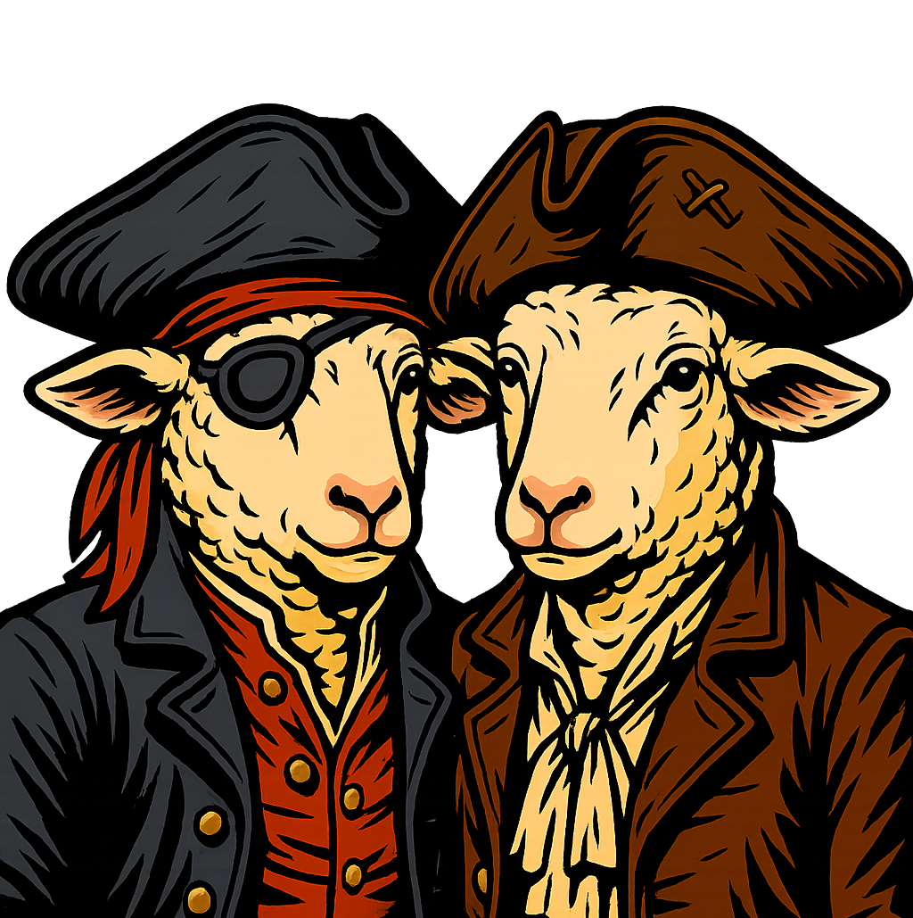 an illustration of two pirate sheep by theTailed