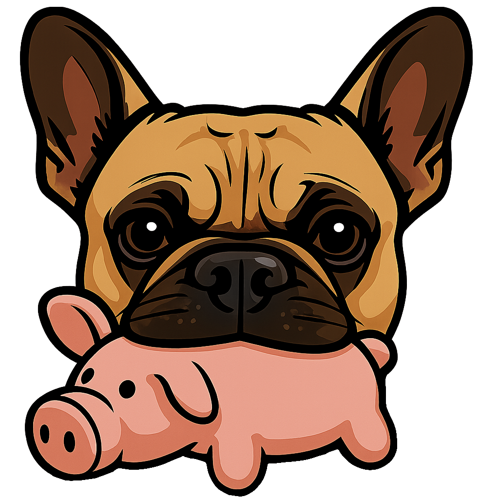 custom illustration by theTailed of a  dog with pig head on a white background
