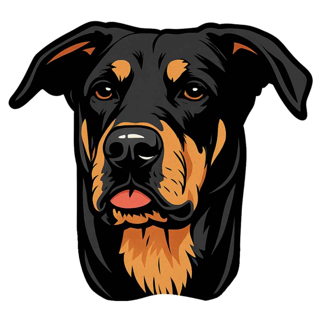 custom Illustration by theTailed of a Rottweiler dog head on a white background