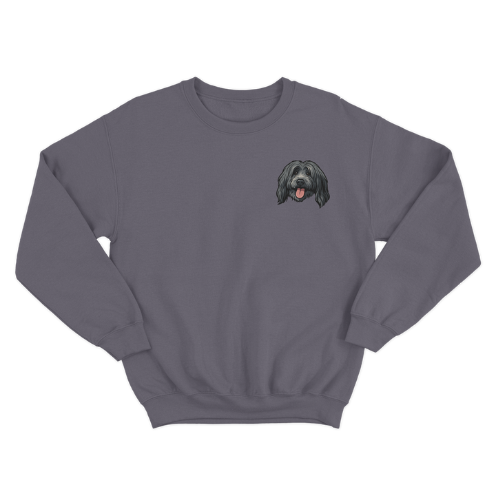 Gray sweatshirt with a dog illustration 