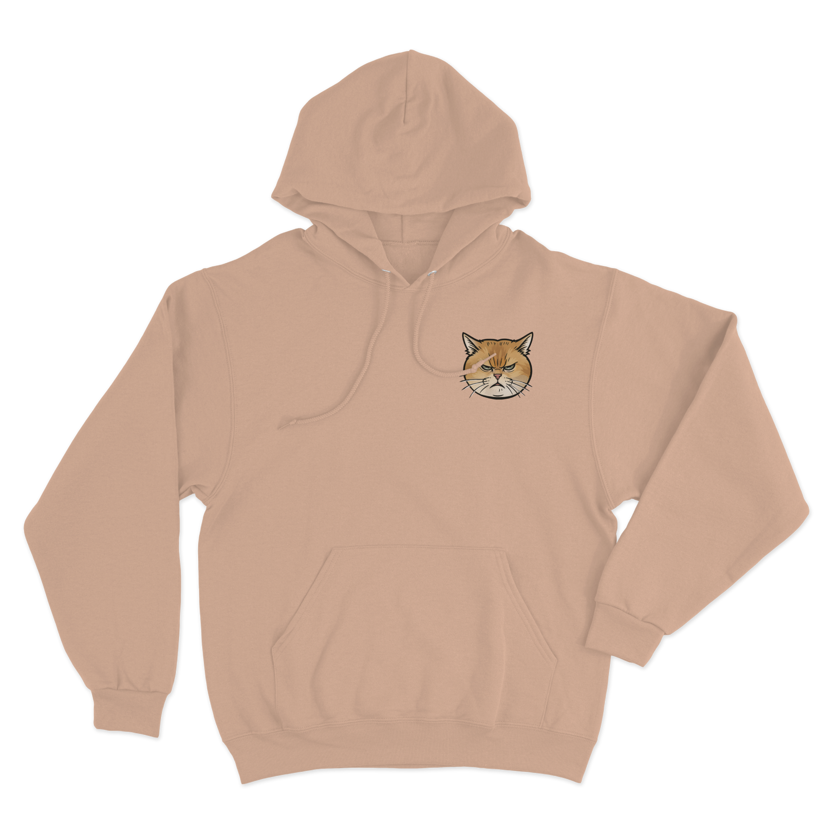 Sand hoodie with a custom dog illustration as the logo